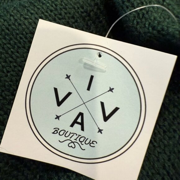 Viva Boutique forest green sweater pearl embellishments long sleeves crewneck M - Picture 4 of 11